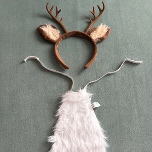Party City Faux Fur Deer Antler Headband and White Furry Bib Set